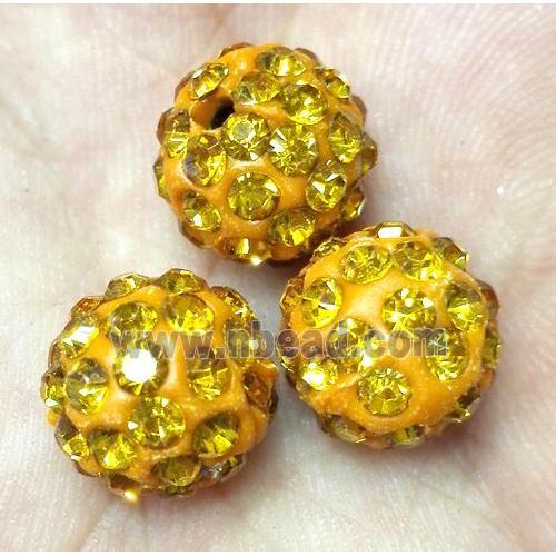 Fimo bead with rhinestone, gold