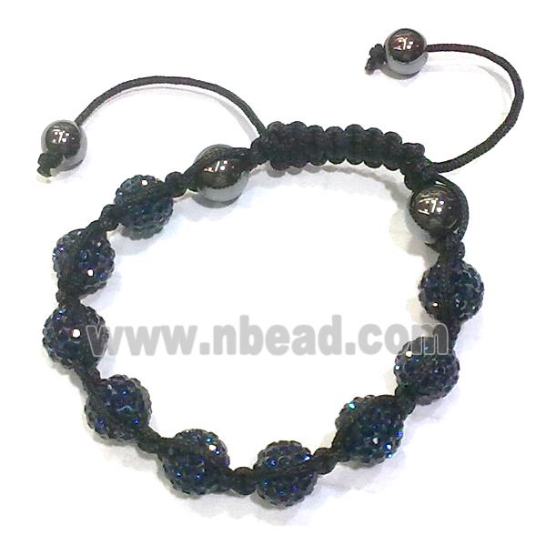 Bracelet, polymer clay beads paved mid-east rhinestone