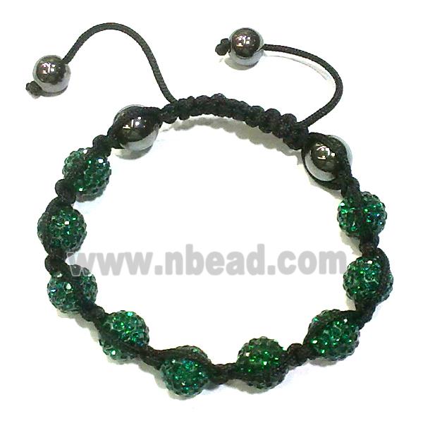 Bracelet, fimo polymer clay beads paved mid-east rhinestone