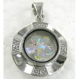 AB-Color Mideast rhinestone pendant, rotary, copper, platinum plated
