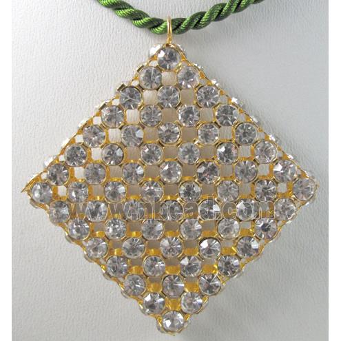 Middle East Rhinestone Pendant for earring, Square, gold plated