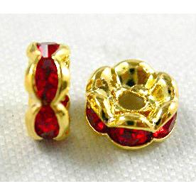 Red Rondelle Middle East Rhinestone Beads with Gold Plated