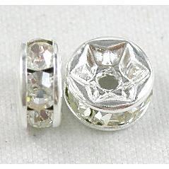 clear rondelles middle-east Rhinestone Beads in silver plated
