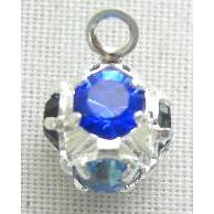 deep-blue Middle East Rhinestone Pendant, round ball, silver plated