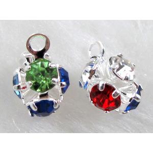 deep-blue Middle East Rhinestone Pendant, round ball, silver plated