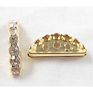 Clear Middle East Rhinestone Beads, Nickel Free, Gold Plated