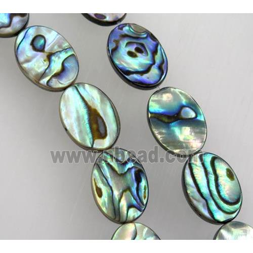 Paua Abalone shell bead, flat oval
