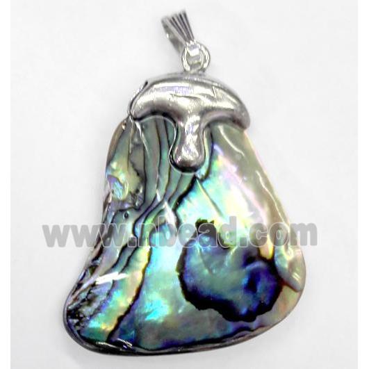 Paua Abalone shell pendant, freeform