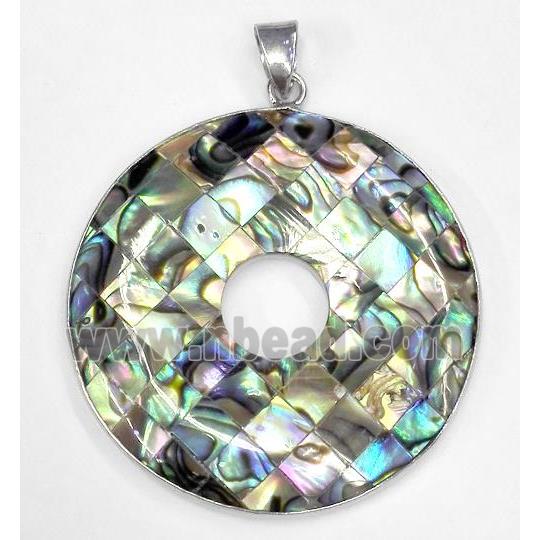 Paua Abalone shell pendant, rondelle