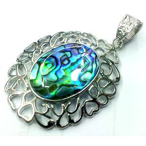 Paua Abalone shell pendant, oval