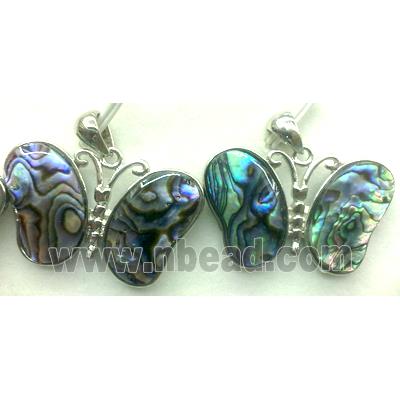 Paua Abalone shell pendant, butterfly, mixed