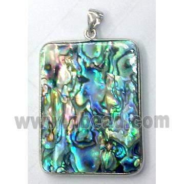 Paua Abalone shell pendant, rectangle, mxied