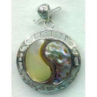 Paua Abalone shell pendant, Yinyang, mxied