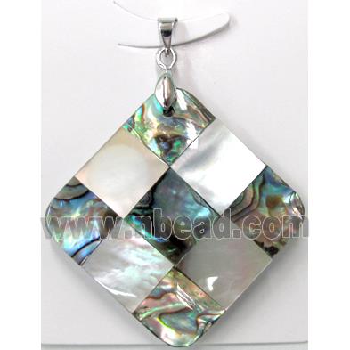 Paua Abalone shell pendant, square, mxied