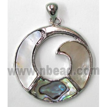 Paua Abalone shell taichi pendant, mxied