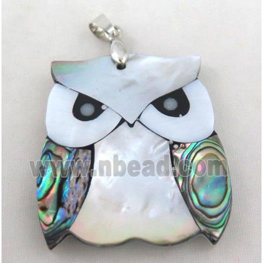 Paua Abalone shell Owl pendant