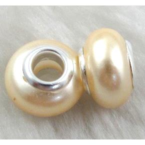 pearlized shell beads, rondelle, yellow