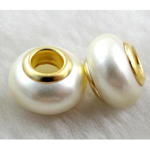pearlized shell beads, rondelle, Light yellow