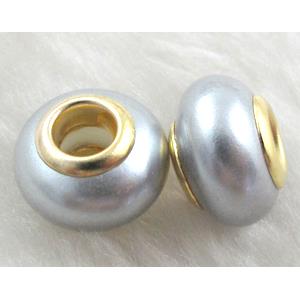 pearlized shell beads, rondelle, silver-gray
