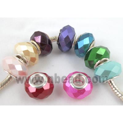 pearlized shell beads, faceted rondelle, mixed color