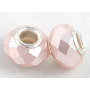 pearlized shell beads, faceted rondelle, lt.pink