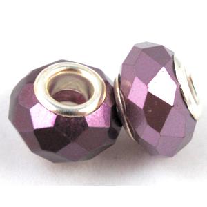 pearlized shell beads, faceted rondelle, purple
