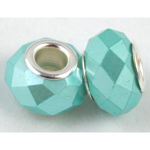 pearlized shell beads, faceted rondelle, aqua