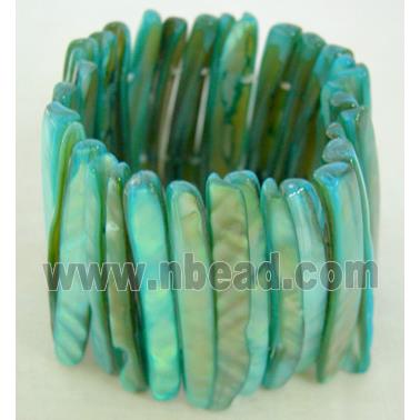 freshwater shell bracelet, stretchy, aqua