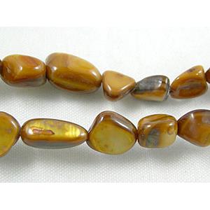 32 inches string of freshwater shell beads, freeform, bronze