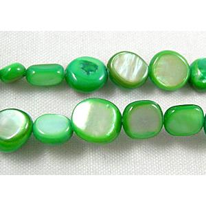 32 inches string of freshwater shell beads, freeform, green