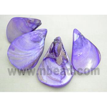 15.5 inches string of freshwater shell beads, teardrop, lavender