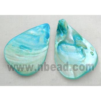15.5 inches string of freshwater shell beads, teardrop, aqua