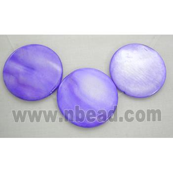 freshwater shell beads, flat-round, lavender