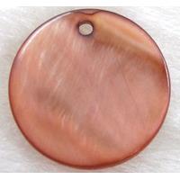 freshwater shell pendant, flat-round, Brown