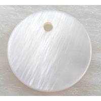 freshwater shell pendant, flat-round, white