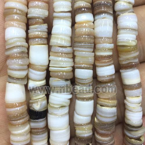 Shell heishi spacer beads, natural color