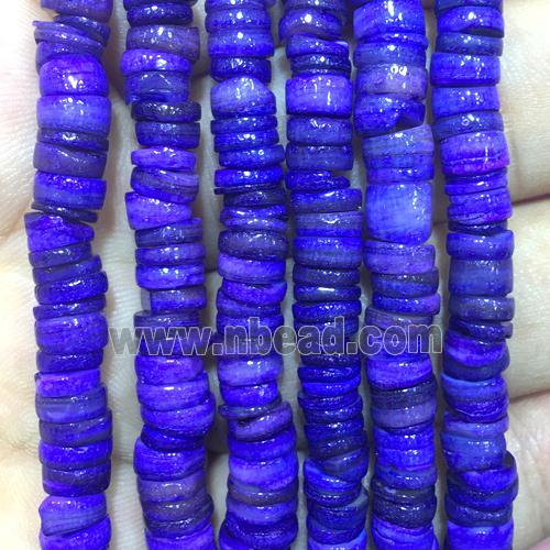 Shell heishi beads, lavender dye