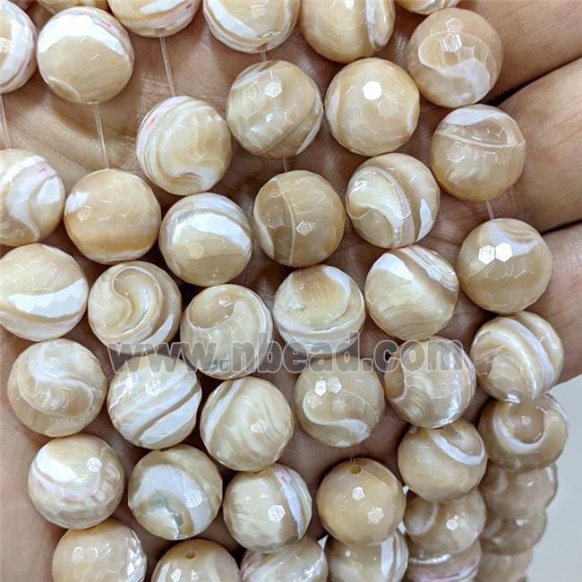 Mother Of Pearl MOP Beads Faceted Round