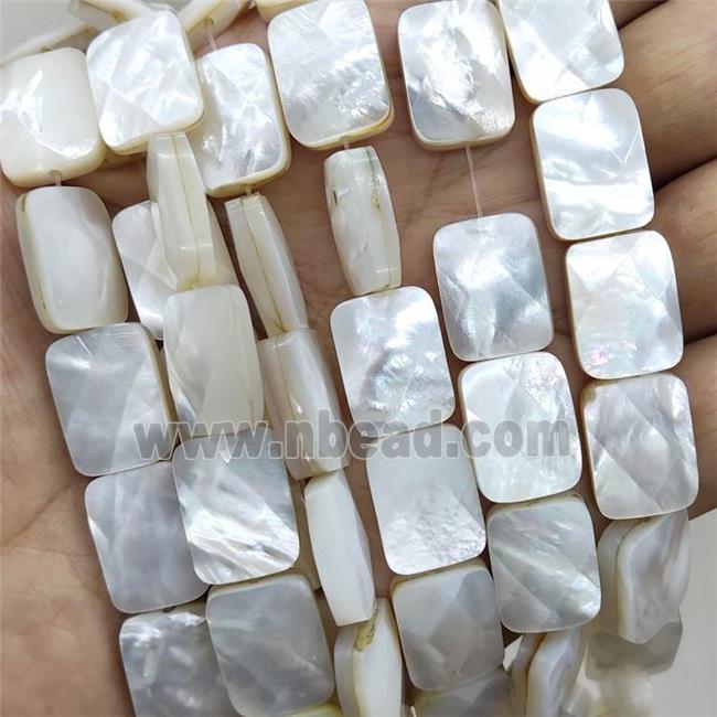 White MOP Shell Rectangle Beads Faceted