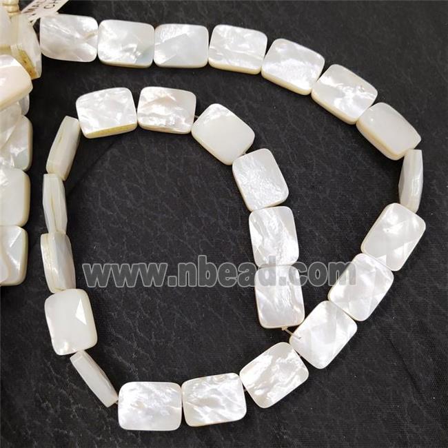 White MOP Shell Rectangle Beads Faceted