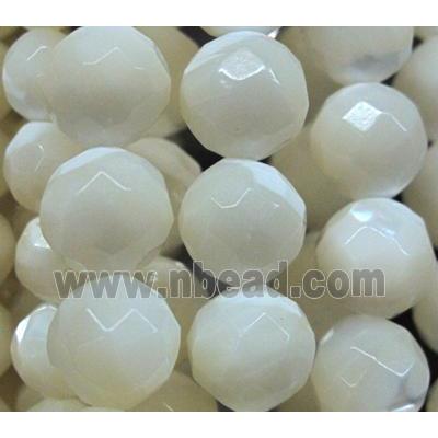 white mother of pearl beads, faceted round