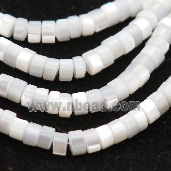white mother of pearl bead, heishi