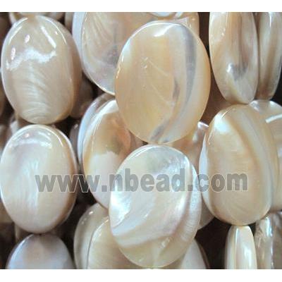 mother of pearl bead, flat-oval