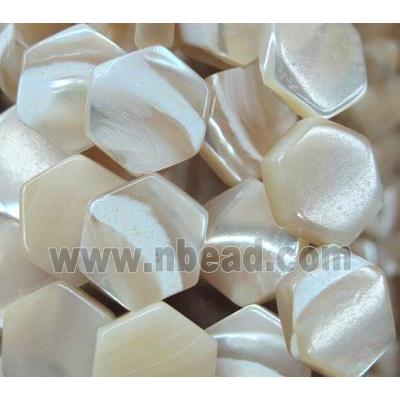 White MOP Shell Hexagon Beads