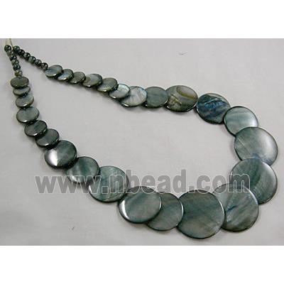 17 inches of freshwater shell necklace, grey
