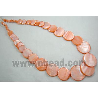 17 inches of freshwater shell necklace, pink