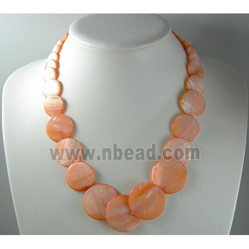 17 inches of freshwater shell necklace, pink