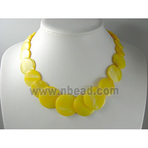 17 inches of freshwater shell necklace, yellow