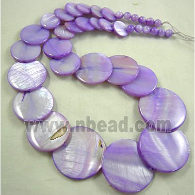 17 inches of freshwater shell necklace, lavender