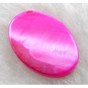 freshwater shell beads, flat-ovel, dyed, hot-pink